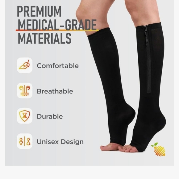 Lemon Hero L (Fits Sm.) Black Zip Compression Socks - Picture 5 of 5